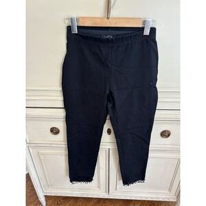 Karen Kane Black Cropped Pants Beaded Trim Elastic Waist Cropped Small Work Pant